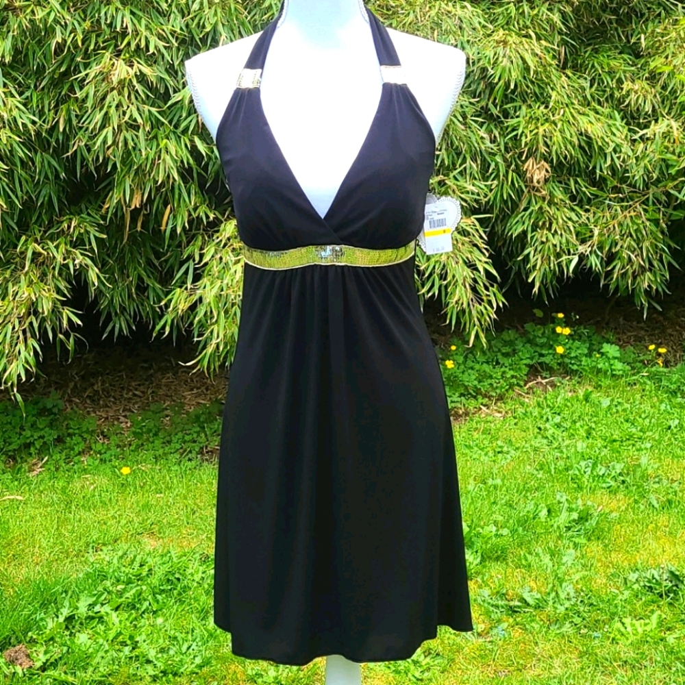 NWT Love Tease halter dress w/ sequins, M